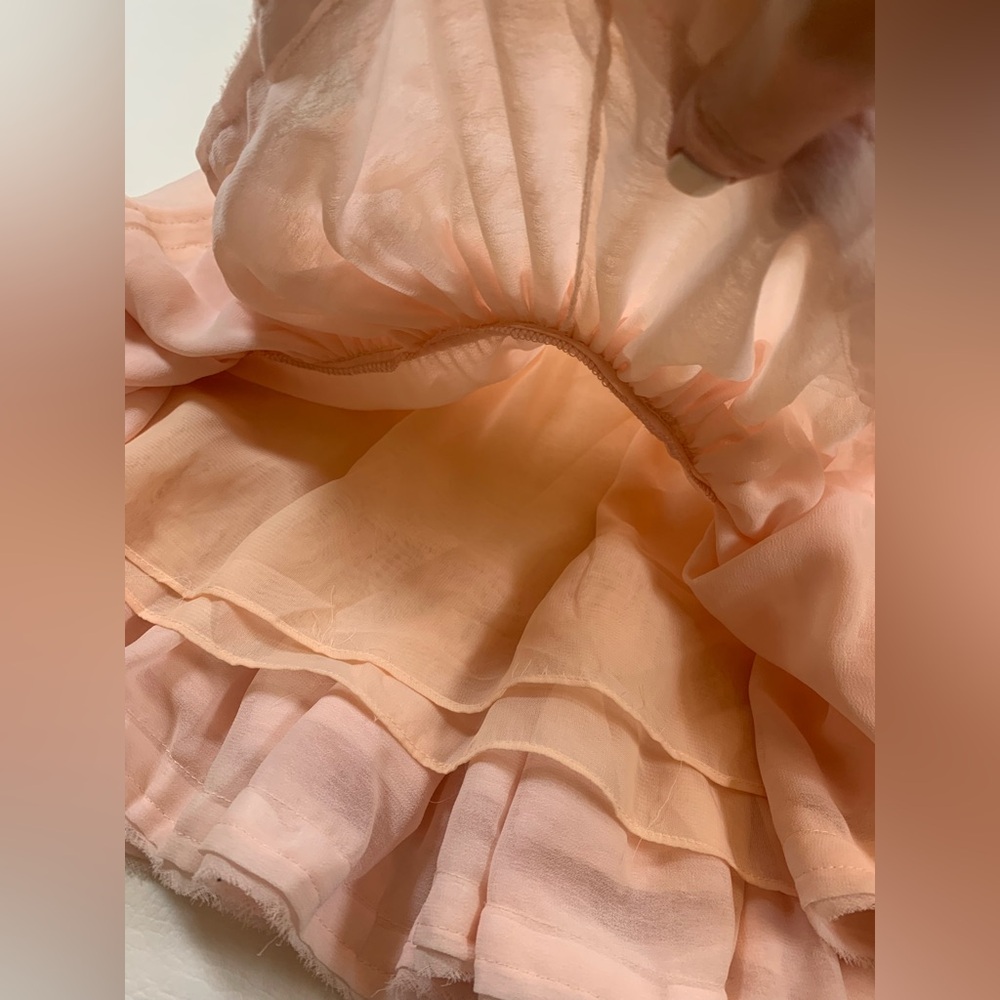 Janet Paris pink ruffled mini A line dress medium multiple layers barbie (bin L) - Picture 4 of 8